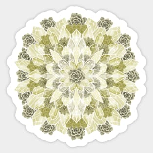 Crystals Succulents Mandala YELLOW Sticker